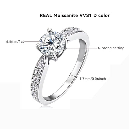 1.0 carat Moissanite Engagement Ring for Women , S925 Silver Half Eternity Band Rings - SETUxNEOMA  