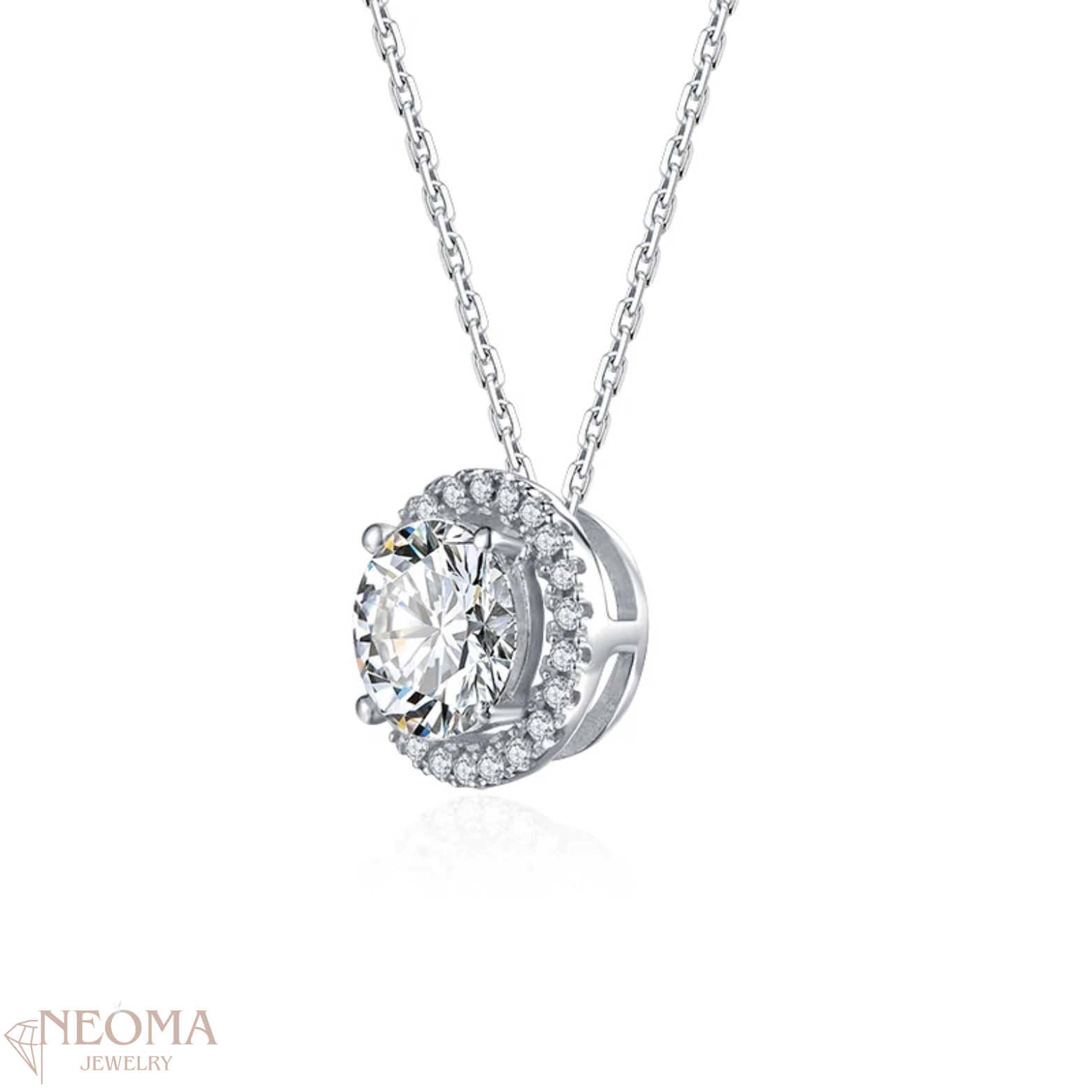  1 carat Moissanite Solitaire Necklace - S925 Silver Halo Pendant SETUxNEOMA