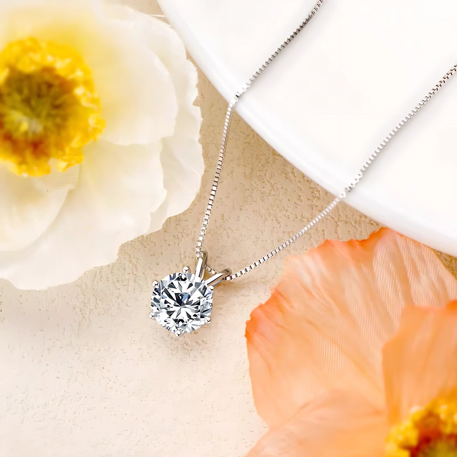  1ct 2ct 3ct Round Cut Moissanite Solitaire Pendant Necklace SETUxNEOMA