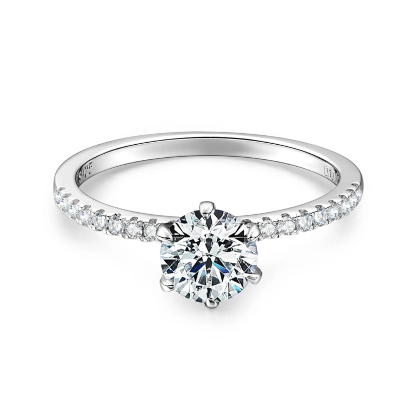  1ct Round Cut Pave Solitaire Moissanite Diamond Engagement Ring SETUxNEOMA