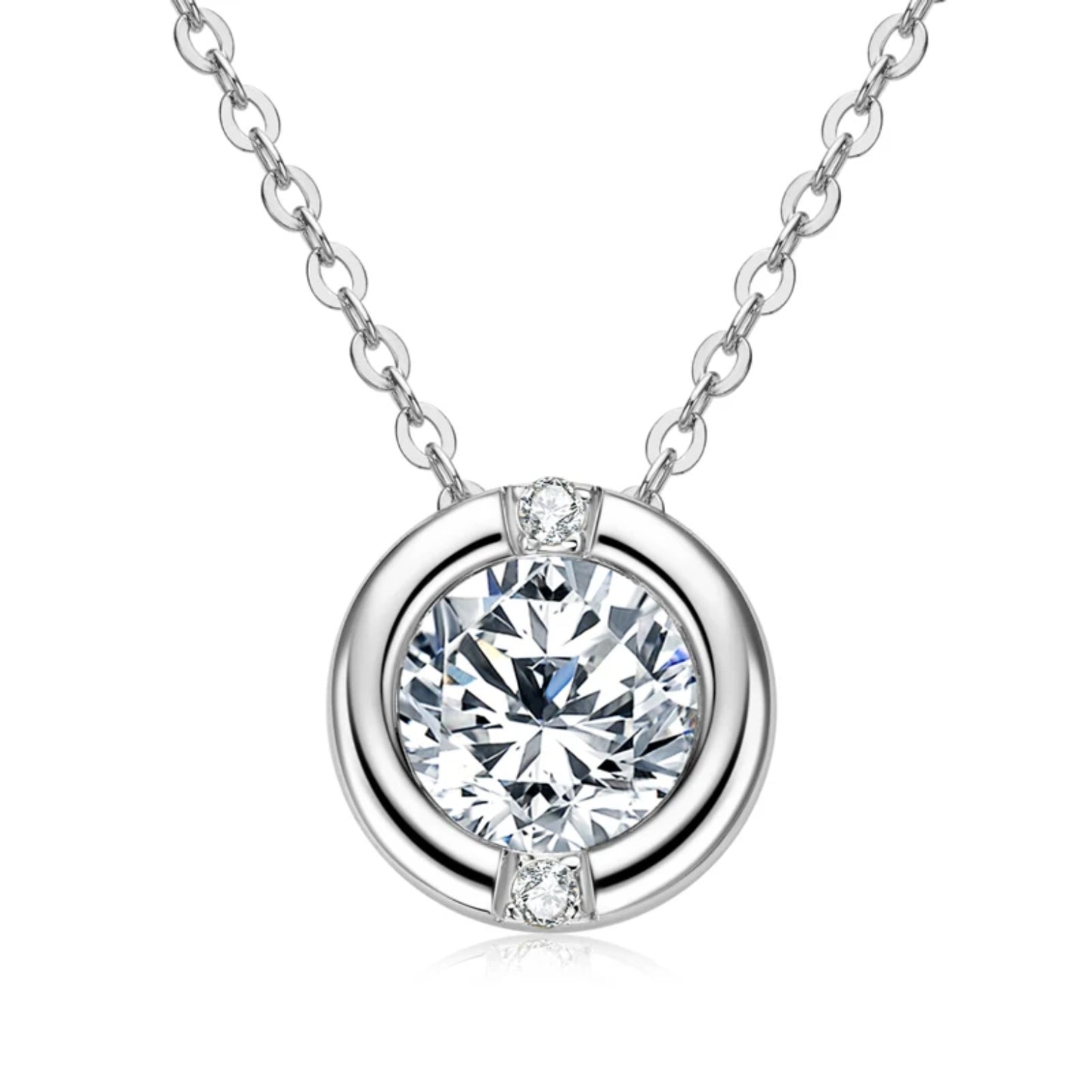  1 Carat Round Brilliant Moissanite Bezel Solitaire Pendant Necklace SETUxNEOMA