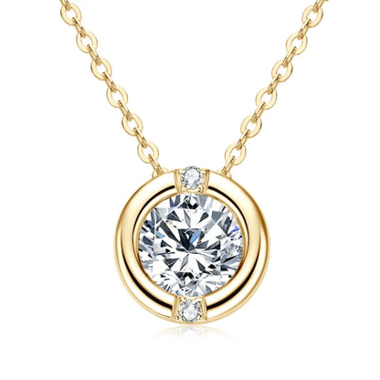  1 Carat Round Brilliant Moissanite Bezel Solitaire Pendant Necklace SETUxNEOMA