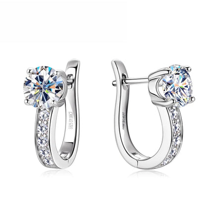 1 Carat Moissanite U Shape Hoop Earrings in S925 Sterling Silver