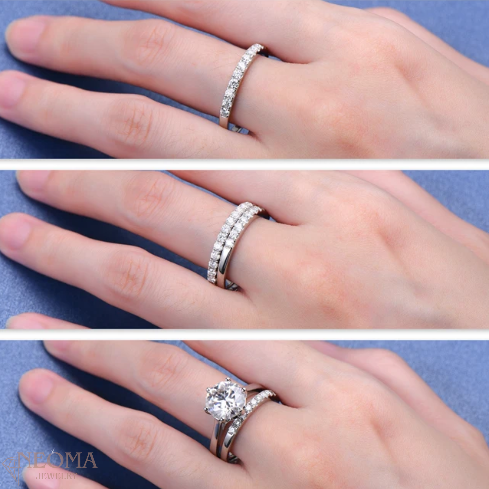 Natural Moissanite Half Eternity Ring | Sterling Silver Ring