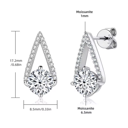 Elegant Curved V Shape Moissanite Stud Earrings | Luxury Jewelry Sale
