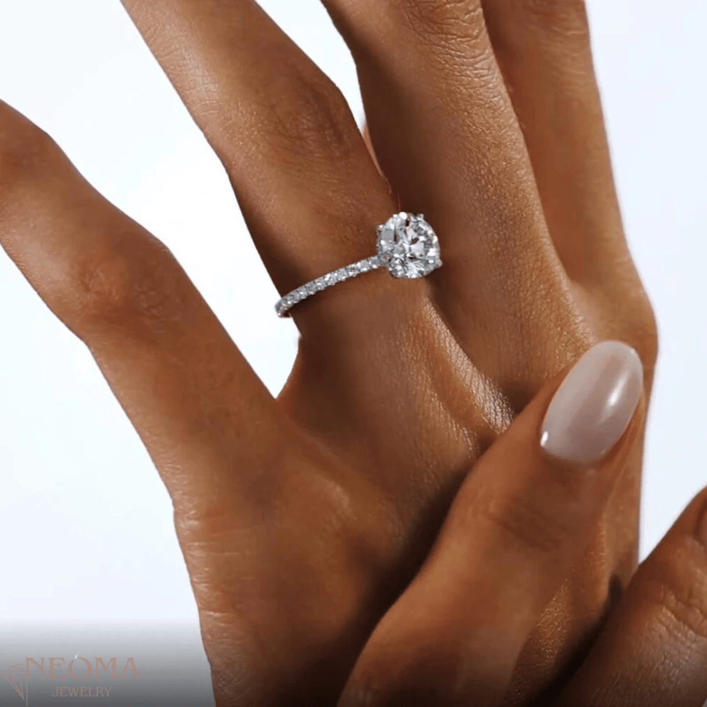 2 ct Round Cut Moissanite Simple Hidden Engagement Ring - SETUxNEOMA  