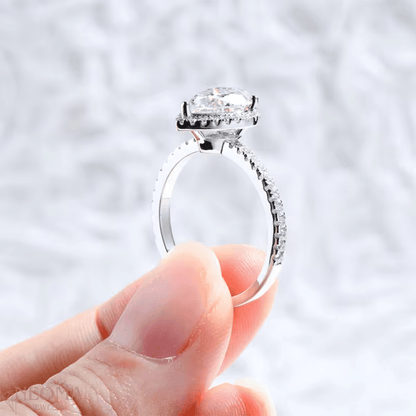 2 ct Pear Cut Moissanite Halo Engagement Ring - SETUxNEOMA  