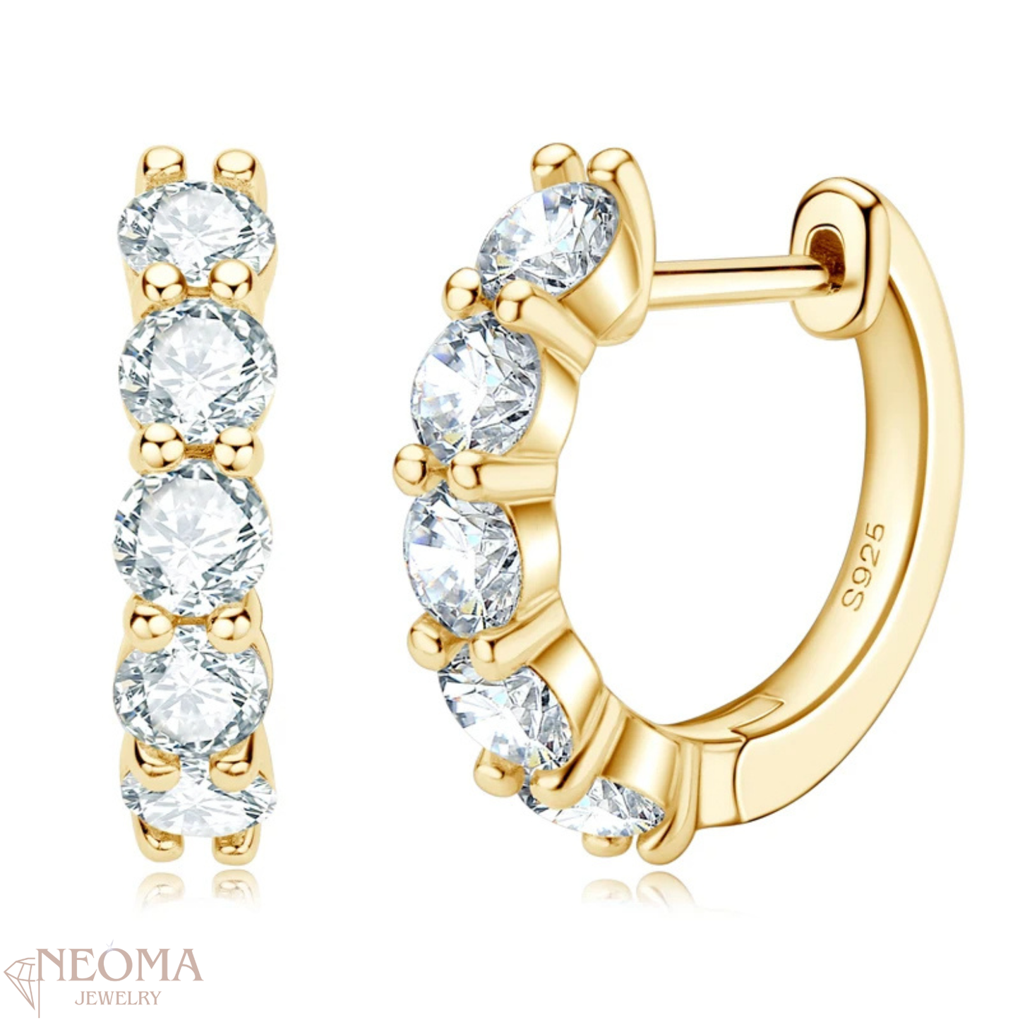  Pavé Set Moissanite Huggie Hoop Earrings with 5 Stone SETUxNEOMA