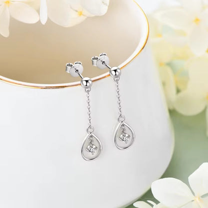 Moissanite Chain Stud Earring - S925 Silver Dangle Drop Earring - SETUxNEOMA  