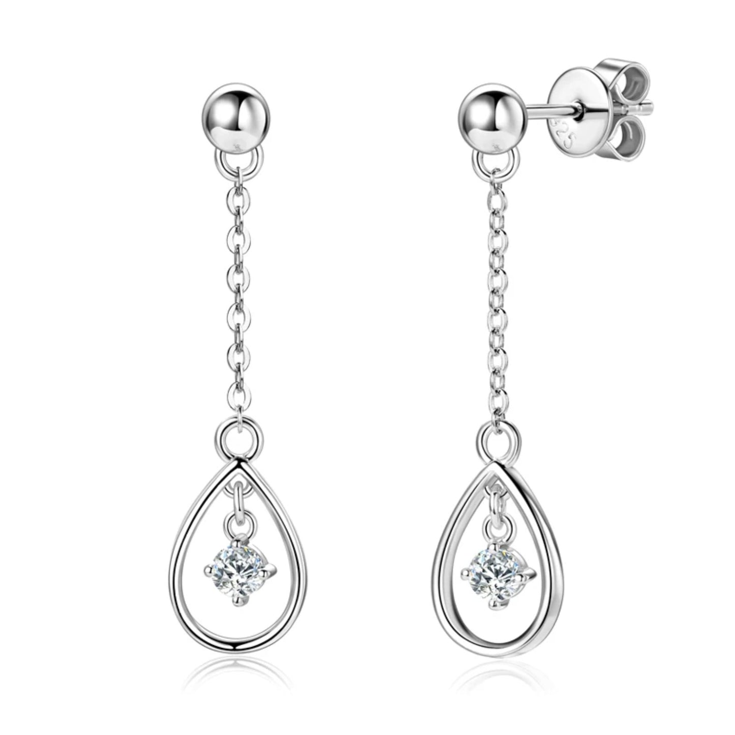  Moissanite Chain Stud Earring - S925 Silver Dangle Drop Earring SETUxNEOMA