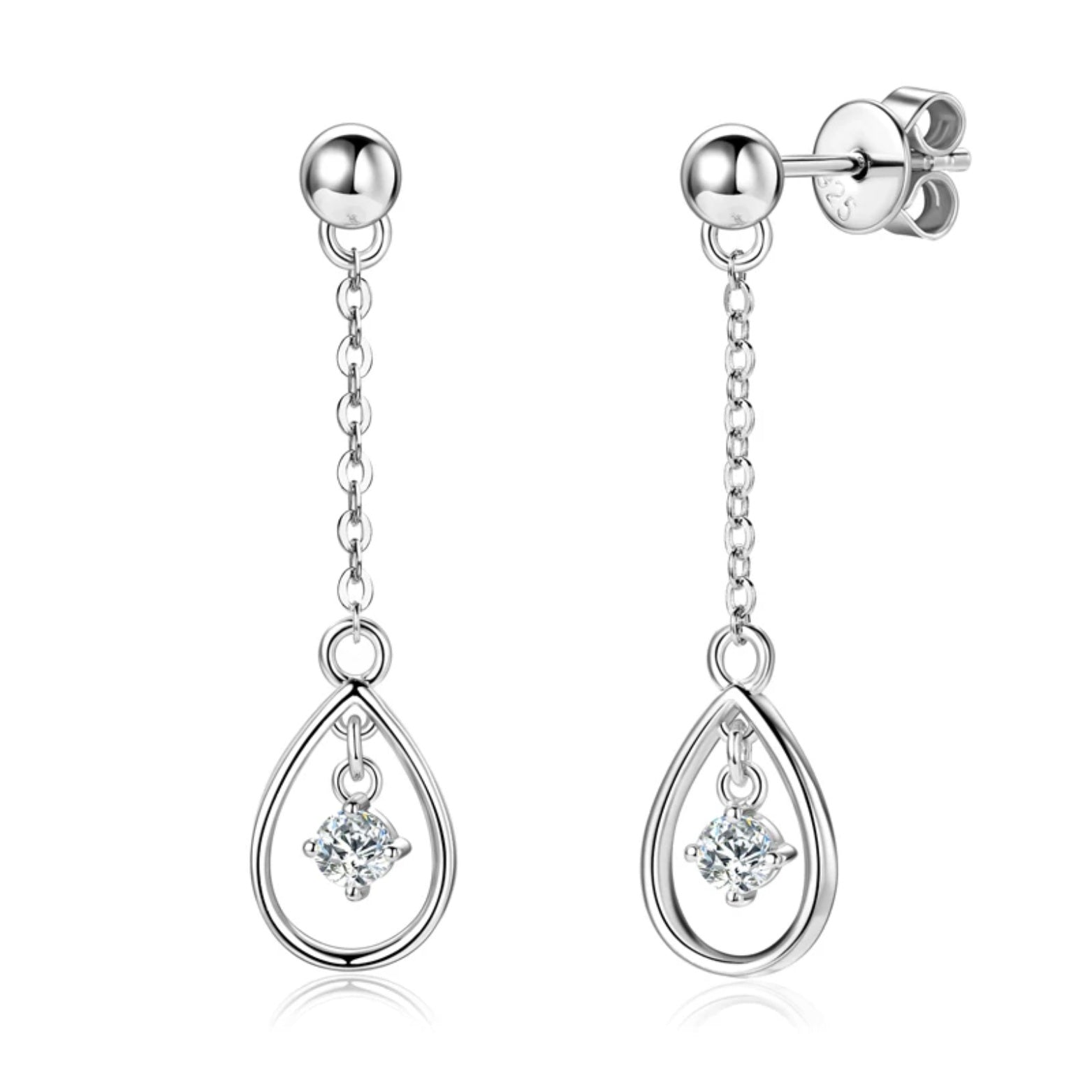 Moissanite Chain Stud Earring - S925 Silver Dangle Drop Earring - SETUxNEOMA  