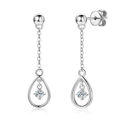 Moissanite Chain Stud Earring - S925 Silver Dangle Drop Earring - SETUxNEOMA  