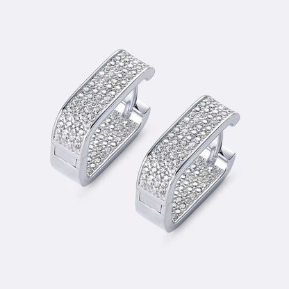 Moissanite Square Huggie Hoop Earrings - Micro Pave Setting - SETUxNEOMA  