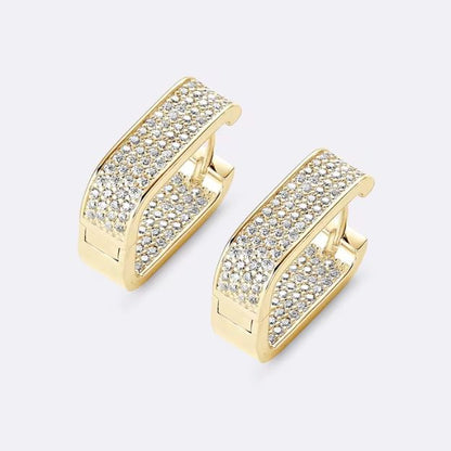 Moissanite Square Huggie Hoop Earrings - Micro Pave Setting - SETUxNEOMA  