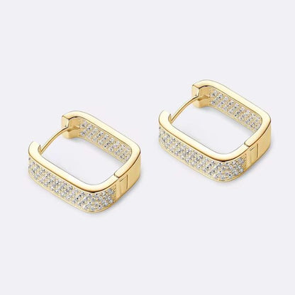 Moissanite Square Huggie Hoop Earrings - Micro Pave Setting - SETUxNEOMA  