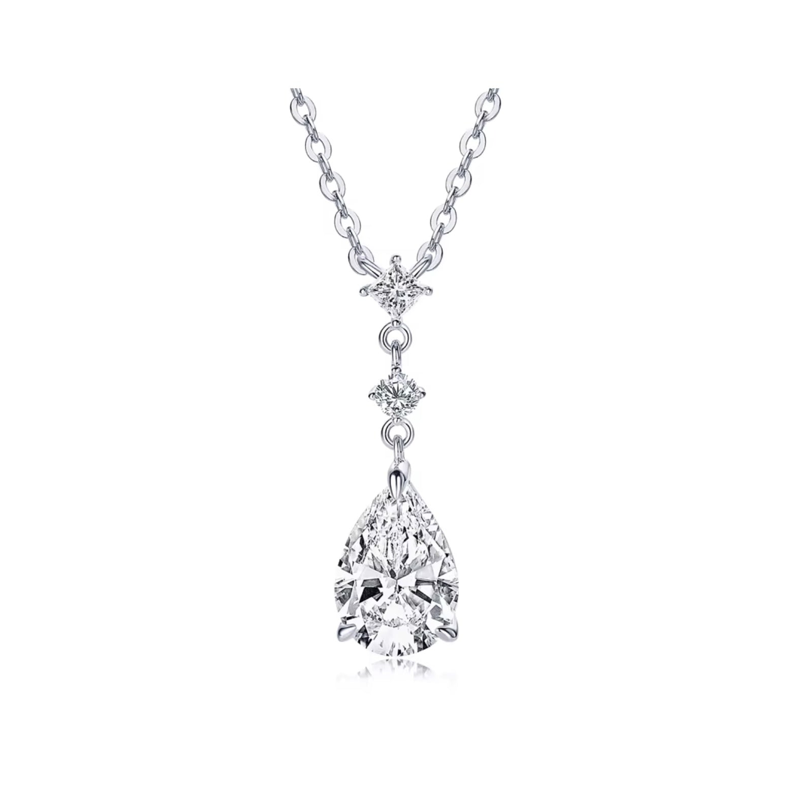 2.0 ct Pear Cut Moissanite Teardrop Pendant Necklace in Silver 925 - SETUxNEOMA  