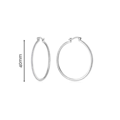 925 Sterling Silver Pave Moissanite Hoop Earrings | 40mm Circle Design - SETUxNEOMA  