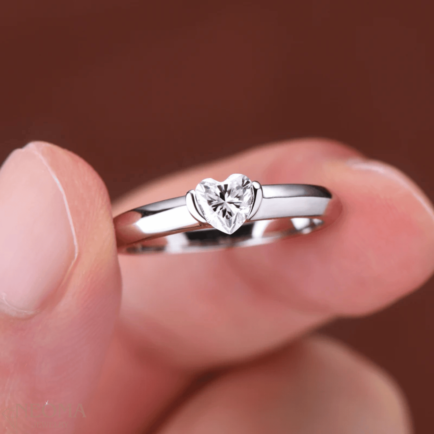 Heart Shaped Moissanite Tension Set Engagement Rings - SETUxNEOMA  