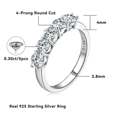 S925 Sterling Silver Engagement Ring with 5 Moissanite Stones - SETUxNEOMA  