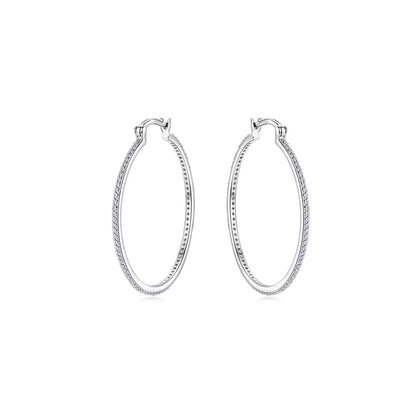 925 Sterling Silver Pave Moissanite Hoop Earrings | 40mm Circle Design - SETUxNEOMA  