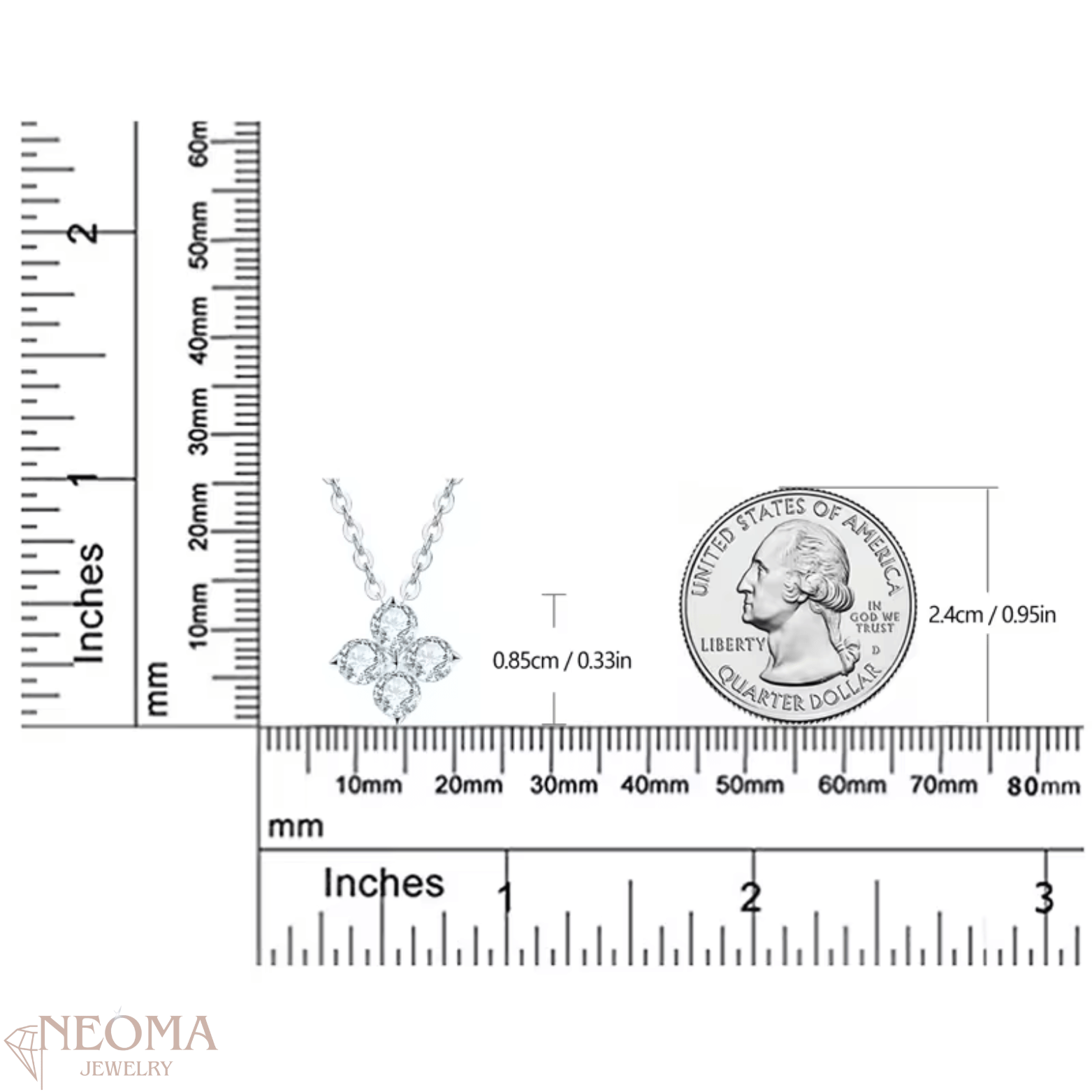 Lucky Clover Necklace | Moissanite Pendant, Four Leaf Design