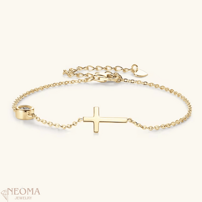 Adjustable Chain Bracelets with Cross and Single Moissanite Stone - SETUxNEOMA  