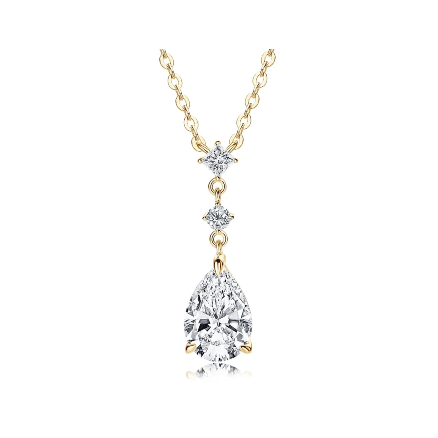  2.0 ct Pear Cut Moissanite Teardrop Pendant Necklace in Silver 925 SETUxNEOMA