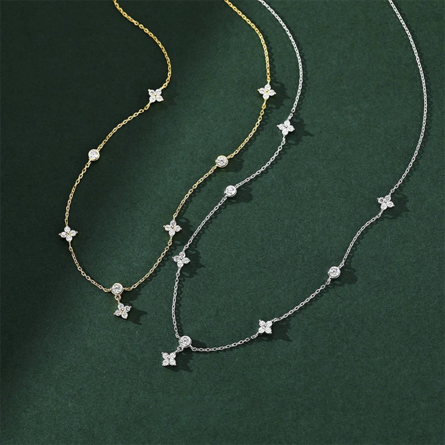 Four Leaf Clover Moissanite Pendant Necklace - S925 Silver Choker