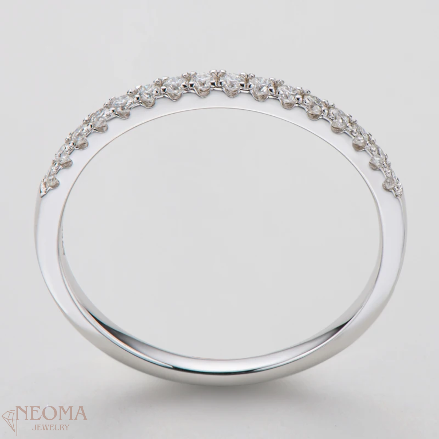 Sterling Silver Half Eternity Band 1.5mm*15pcs Moissanite Thin Ring - SETUxNEOMA  