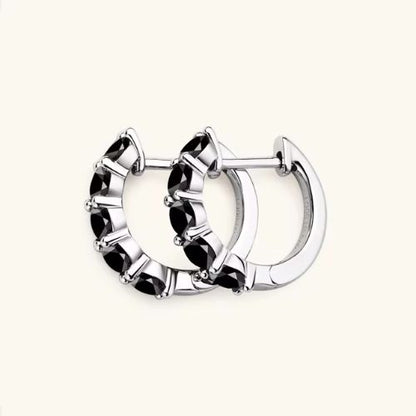 Black Moissanite Huggie Hoop Earrings With Five Stones - SETUxNEOMA  