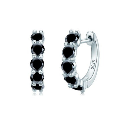 Black Moissanite Huggie Hoop Earrings With Five Stones - SETUxNEOMA  