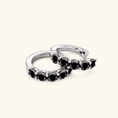 Black Moissanite Huggie Hoop Earrings With Five Stones - SETUxNEOMA  