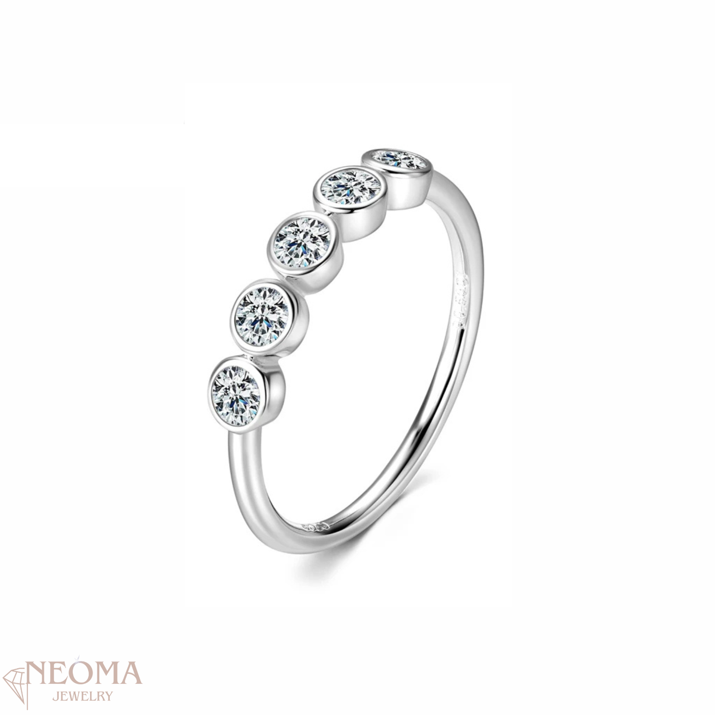 Daily Five Stone Moissanite Ring Bezel Set Multi Stone Ring - SETUxNEOMA  