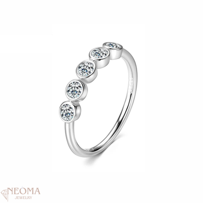 Daily Five Stone Moissanite Ring Bezel Set Multi Stone Ring - SETUxNEOMA  