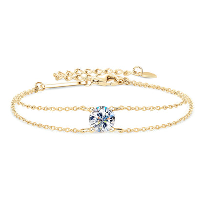 Double Chain Moissanite Bracelet – 1.0ct Stone with Adjustable Fit -  SETUxNEOMA