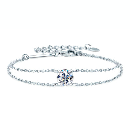 Double Chain Moissanite Bracelet – 1.0ct Stone with Adjustable Fit -  SETUxNEOMA