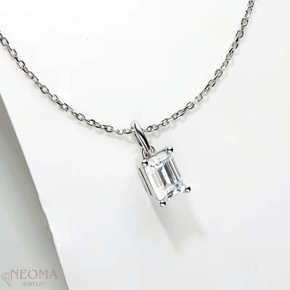 1 carat Emerald Cut Moissanite Pendant Necklace - SETUxNEOMA  