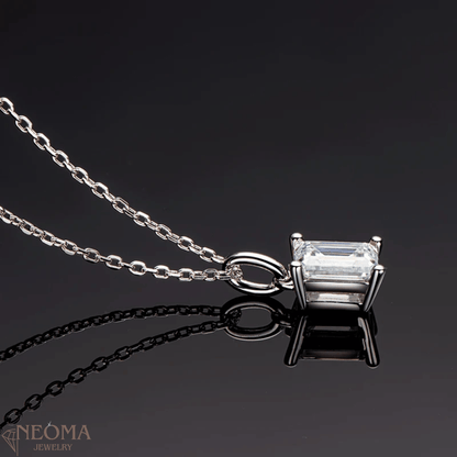 1 carat Emerald Cut Moissanite Pendant Necklace - SETUxNEOMA  