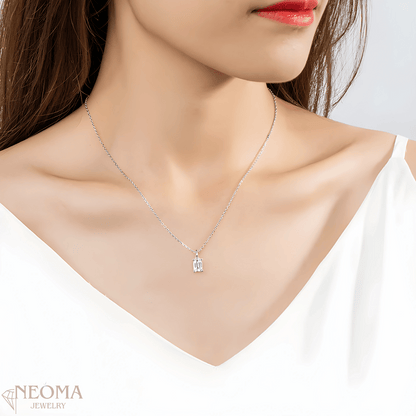 1 carat Emerald Cut Moissanite Pendant Necklace - SETUxNEOMA  