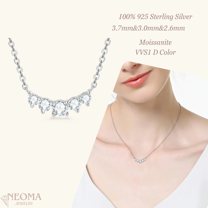  Dainty Moissanite Pendant Necklace - 5 Stone Silver Moissanite Choker SETUxNEOMA