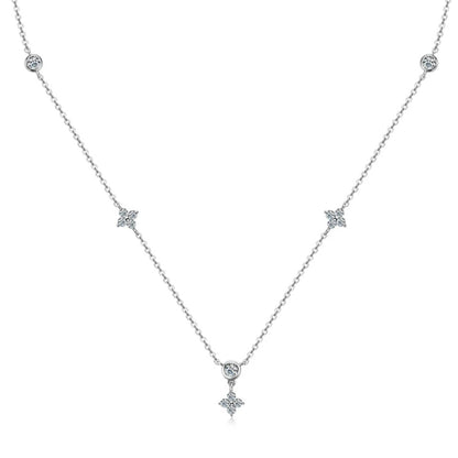 Four Leaf Clover Moissanite Station Pendant Necklace - Satellite Choker - SETUxNEOMA  