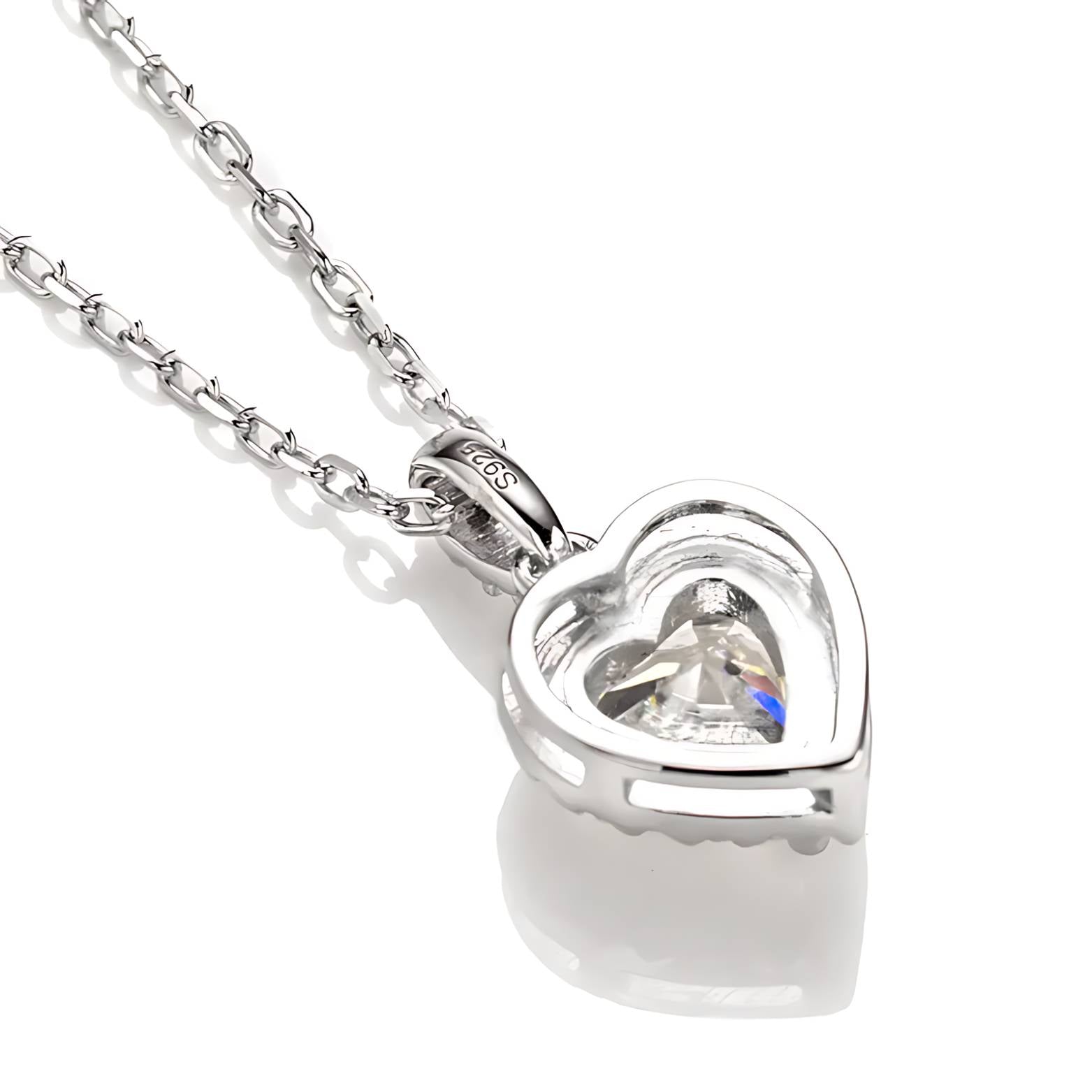  Halo Heart Moissanite Pendant Necklace in 925 Sterling Silver SETUxNEOMA