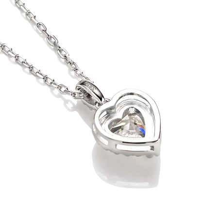  Halo Heart Moissanite Pendant Necklace in 925 Sterling Silver SETUxNEOMA