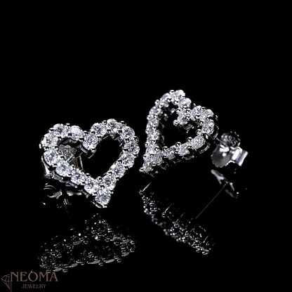  Multi Stones Moissanite Heart Stud Earrings - Pave setting SETUxNEOMA