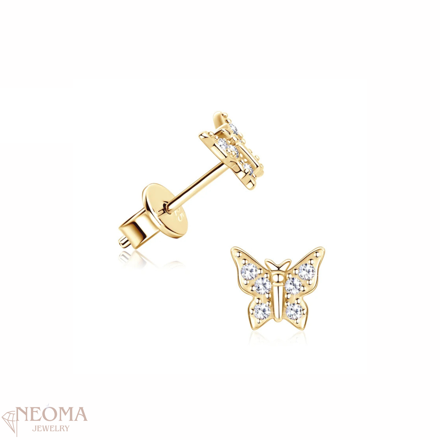  Moissanite Butterfly Stud Earrings in 925 Sterling Silver SETUxNEOMA