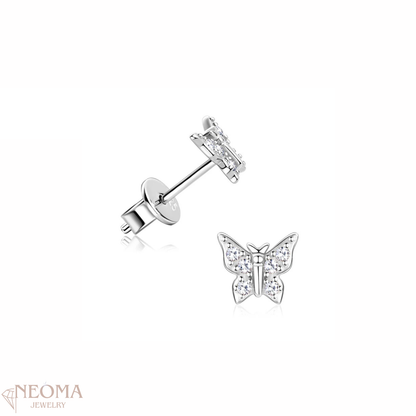  Moissanite Butterfly Stud Earrings in 925 Sterling Silver SETUxNEOMA