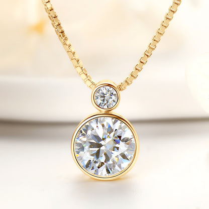  Elegant Moissanite Double Pendant Necklace – Bezel Setting, Box Chain SETUxNEOMA