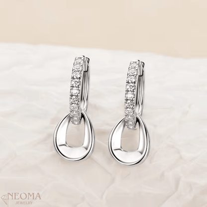 Moissanite Drop Dangle Hoop Earrings - Versatile Transformable Style - SETUxNEOMA  