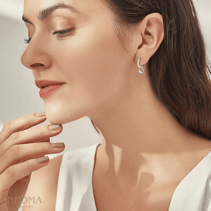 Moissanite Drop Dangle Hoop Earrings - Versatile Transformable Style - SETUxNEOMA  