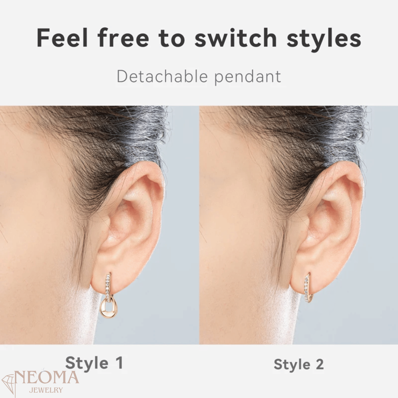  Moissanite Drop Dangle Hoop Earrings - Versatile Transformable Style SETUxNEOMA